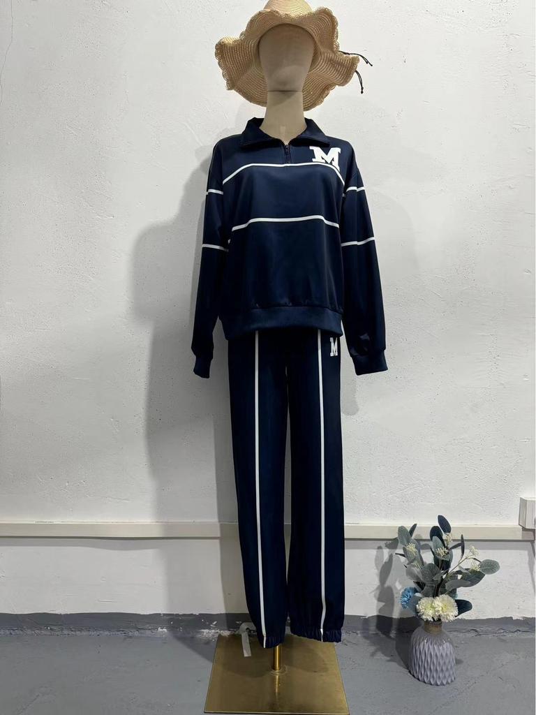 2024 Autumn Color Block Sporty Fashion Loose Set