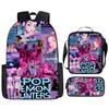 School Season Kpop Demon Hunters Student School Bag Girls Large Capacity Middle School Student Backpack Three-Piece Set