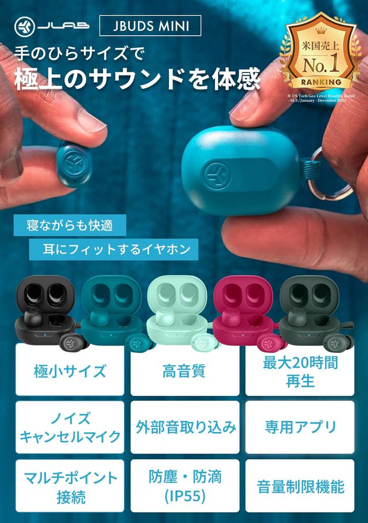 JBuds Mini Wireless Bluetooth Small Earbuds for Stealth Miniature Design with Cute and USB App Official Limited Black [Official JLab] Earbuds,