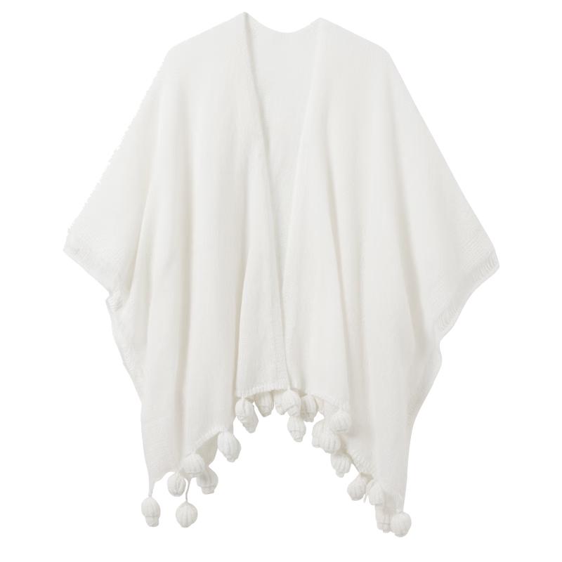 Women's Knit Tassel Cape Shawl
