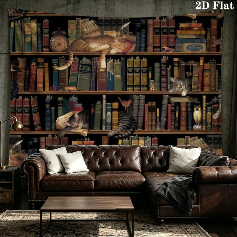 Fantasy Bookself Wall Tapestry Aesthetic Wall Hanging Printed Fabric Blanket Decorative Tapestries for Bedroom Living Room Home Decor