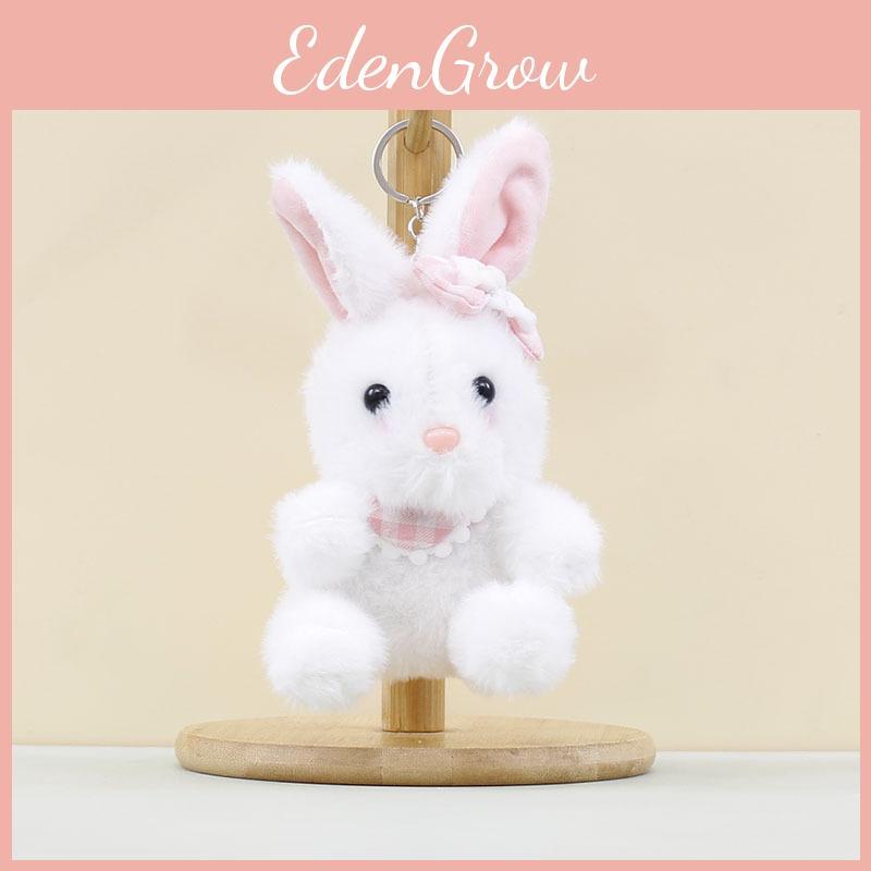 Rabbit Bow Wearing Plush Pendant Cartoon Toy Doll Bag Keychain Pp Cotton Filling