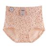 High-Waisted Women's Floral Print Cotton Underwear - Skin-Friendly, Tummy Control, Butt-Lifting, Antibacterial, Nude Feel Triangle Briefs.