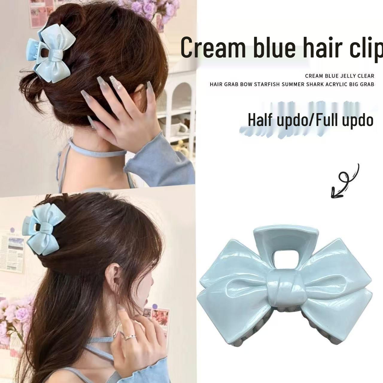 Korean-Style Elegant Pumpkin Arc Polka Dot Hair Clip - Large, Creamy Textured Updo Accessory