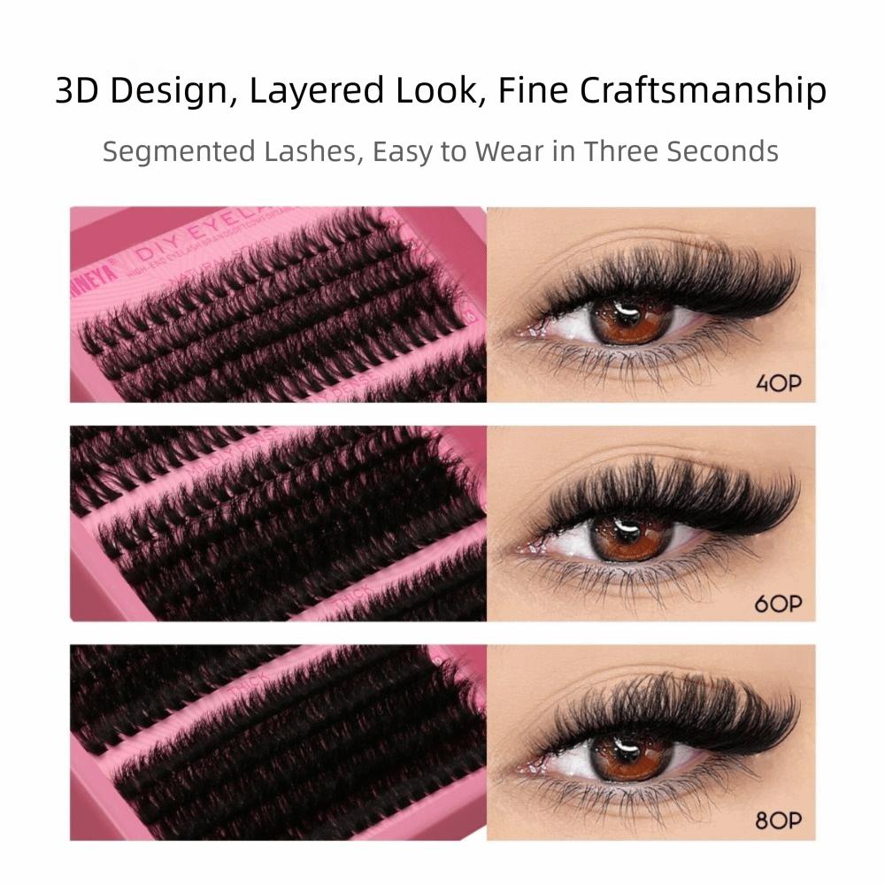 Natural Look 3D Faux Mink Lash Wispy Style DIY Lash Extension Kit  Makeup Enhancement
