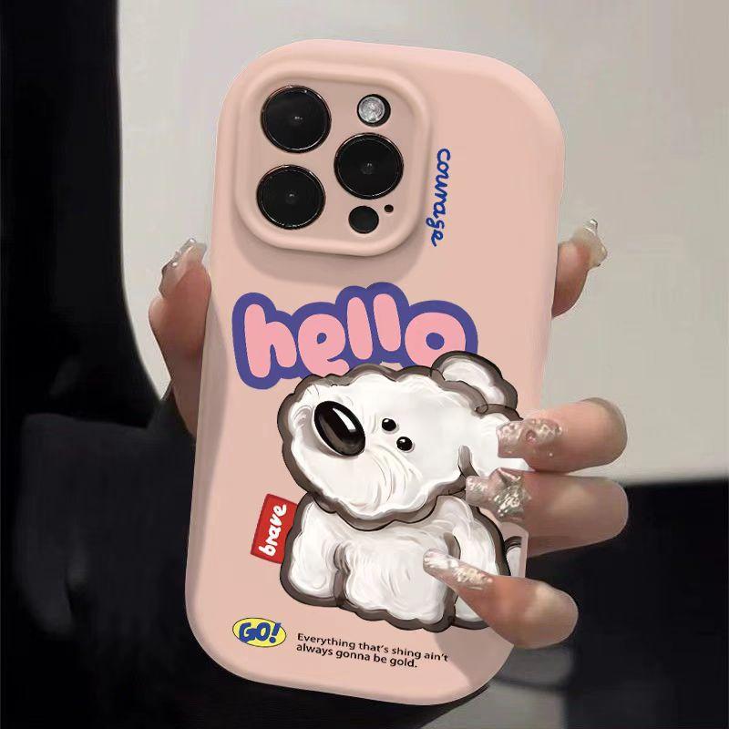 

Английский щенок подходит для Apple 16pro, мультяшный чехол для телефона 15promax 14plus креативный 13 матовый 12/11 iphone7p/8p