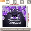 2D Graduation Photo Backdrop, Purple Black "Congratulations Graduate" Themed Party Background