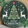 1pc Rustic Metal Wall Art Sign, 8x8 Inch Round Tin Reindeer Tree Print, Festive Kitchen Bar Home Decor