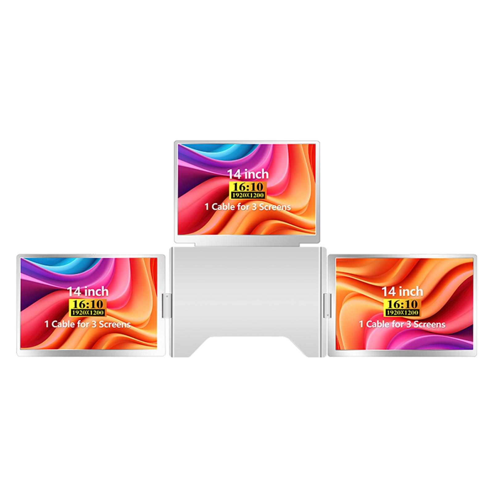 

14 Расширитель экрана ноутбука 1200P FHD 16:10 Портативный Четырехмониторный 1 Кабель для 3 Экранов Складной UK серый