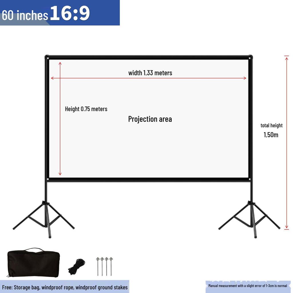 Portable Double-Pole Foldable Outdoor Projector Screen for Camping and Commercial Use