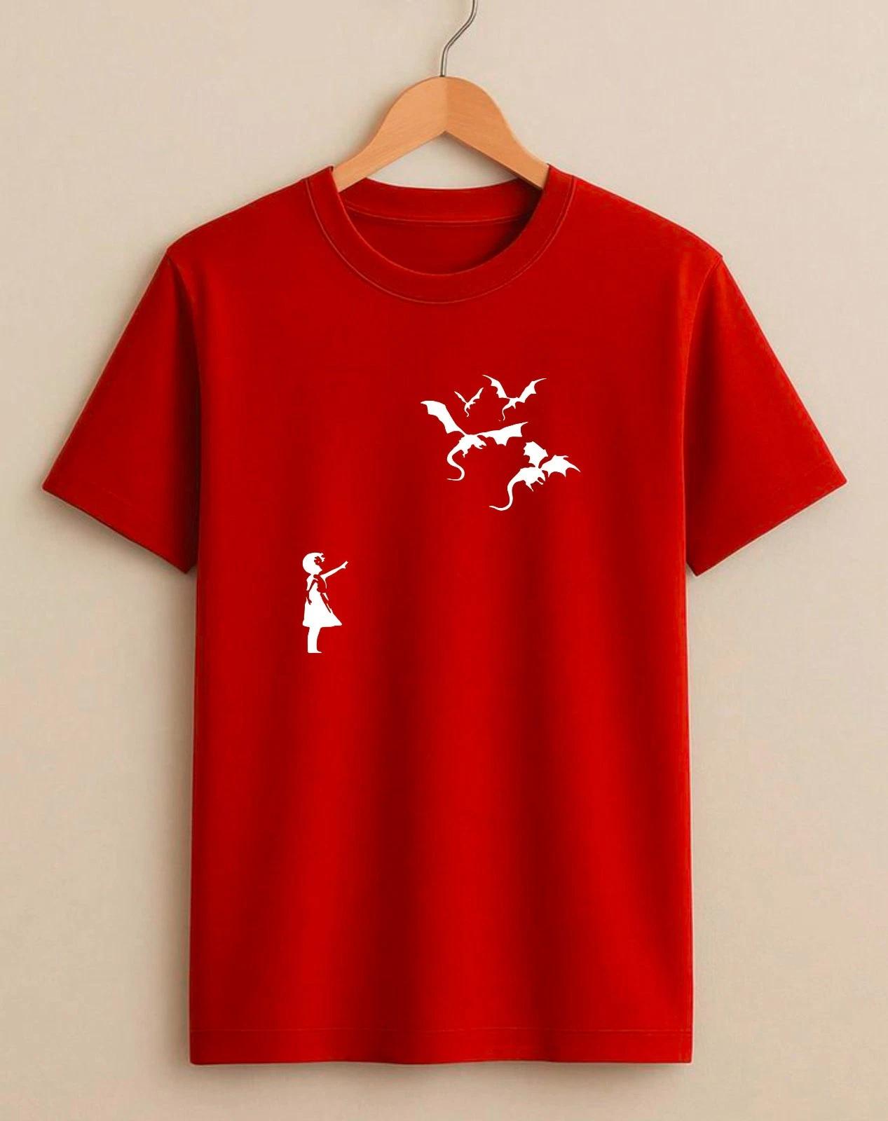 Funny Dragon Banksy Inspired T-Shirt, Street Art Flying Creations Unisex Tee L