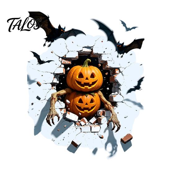 Scary Atmosphere Props for Bar Halloween Wall Sticker, Realistic Pumpkin/Zombie/Werewolf/Clown Print, Waterproof PVC Self-Adhesive Decals, Pvc