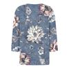 Women's Fashion Casual Floral Print V-Neck Decorative Button Three-quarter Sleeve T-Shirt Top