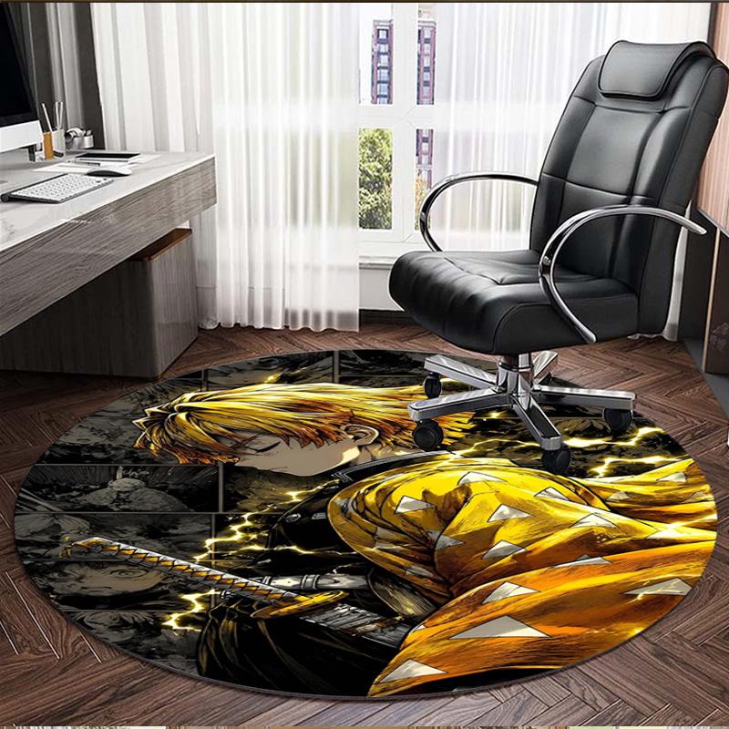 Demon Slayer Print Round Rug, Washable Floor Carpet, For Entryway Dorm Laundry Room Office Study, Home Decor Birthday Christmas Gift