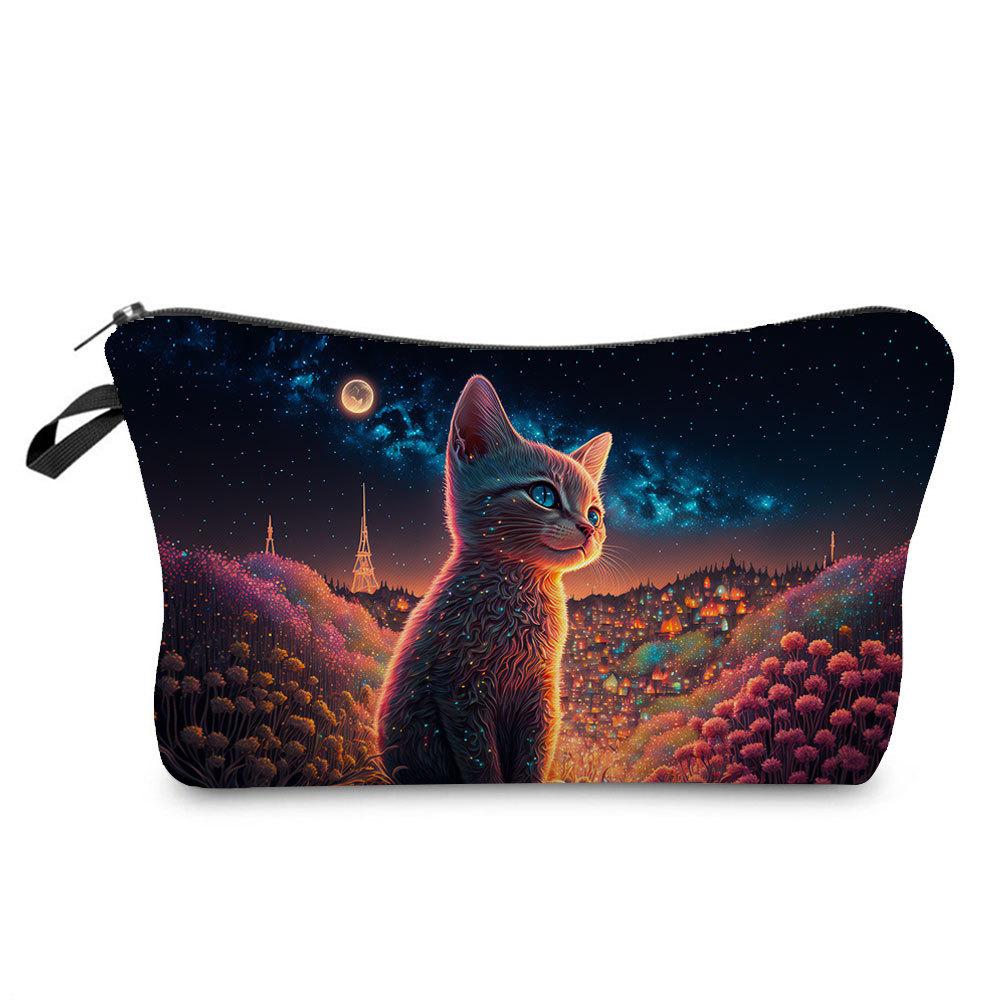 Women Cat Print Cosmetic Bag Toiletries Organize Travel Storage Case 6772
