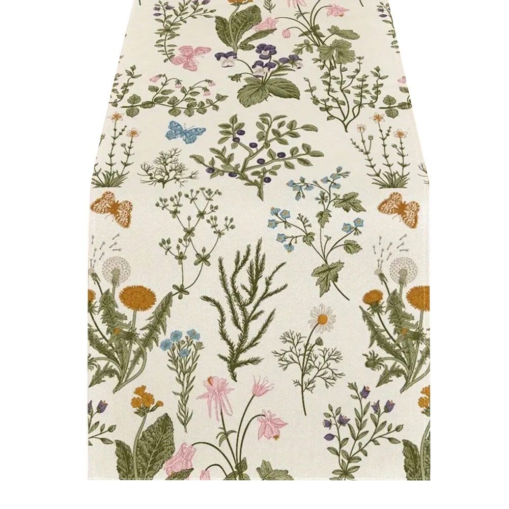 Floral Pattern Table Runner Linen Tea Table Decorative Cloth Fashion Flower Table Cloth