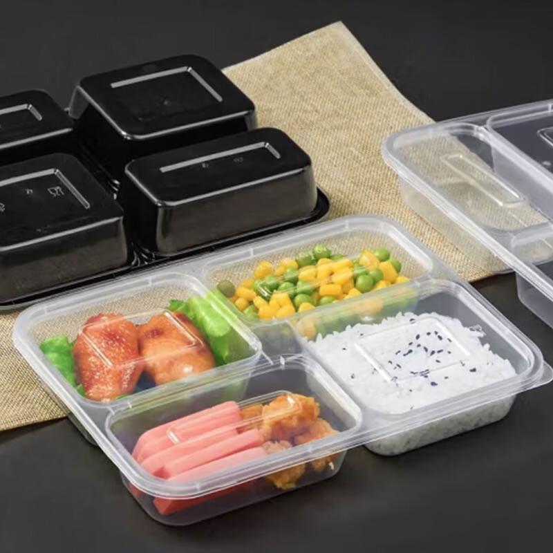 SPSR Disposable 4-Compartment Rectangular Takeaway Containers
