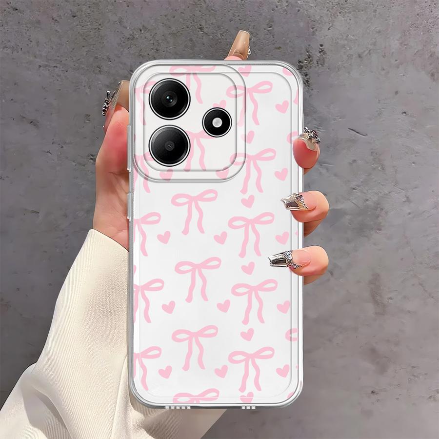 

Мягкий чехол для телефона для Xiaomi Redmi Note 14 Pro Plus A4 12S 11S 10S Note 13 11 13C 14C 9 10 12 Милый розовый бант Redmi Note 12 Pro 4G