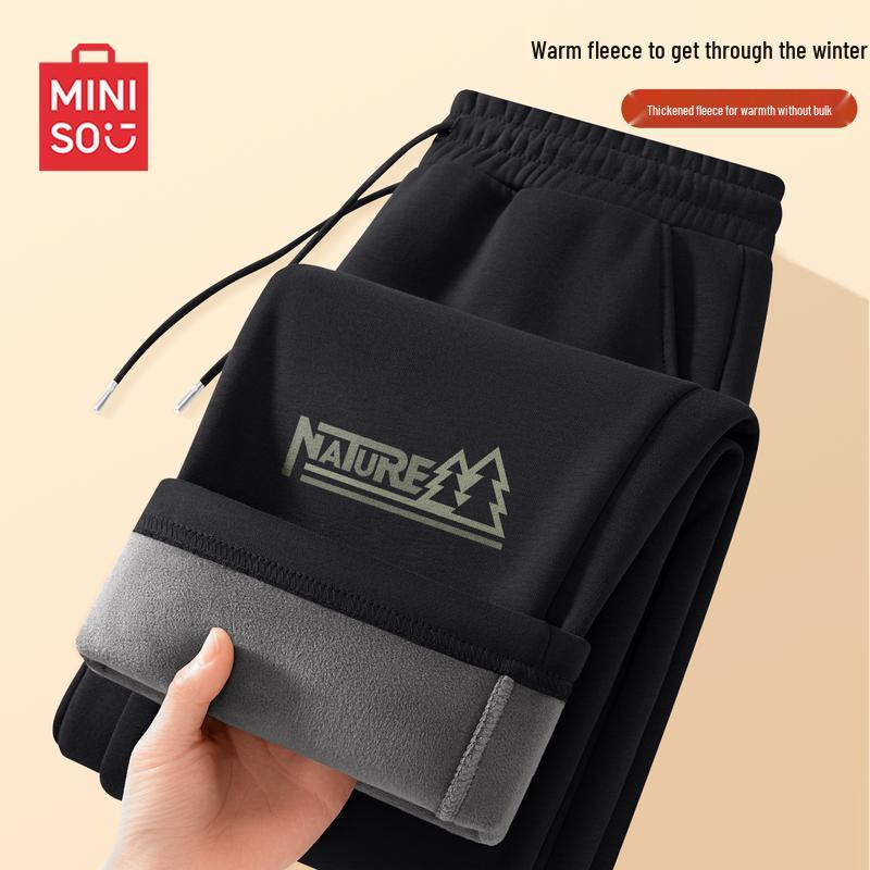 MINISO Men's Fleece-Lined Straight-Leg Casual Pants