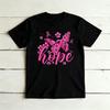 Hope Floral Butterfly Pink Ribbon Graphicunisex Summer Cotton T Shirt Breast Cancer Positive Short Sleeve Casual Top