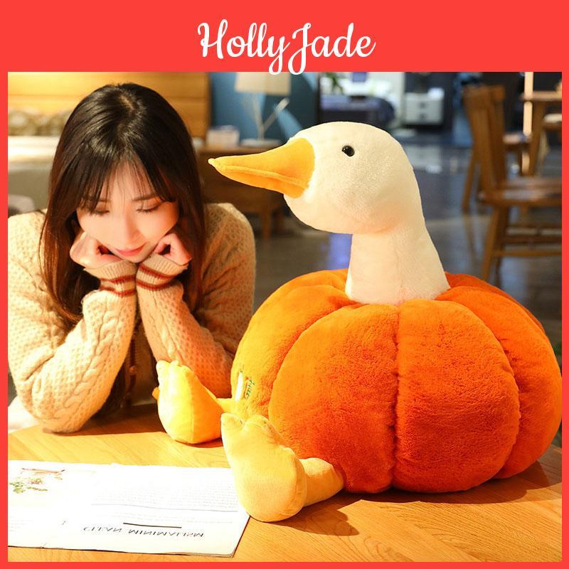 Pumpkin Duck Plush Toy Cute Gift For Kids And Animal Lovers