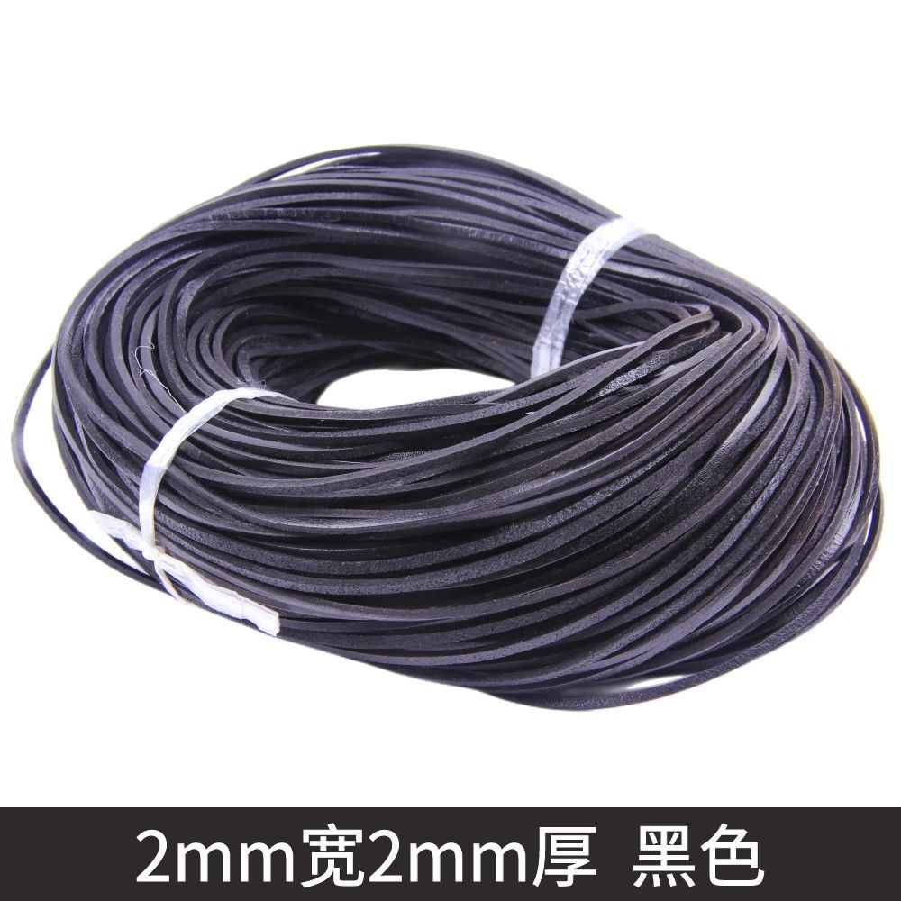 

Diy Rope 2Mm Thick 2Mm Wide Rope Braided Rope Leather Strip Rope Vegetable Tanned Leather Flat Leather Rope Cowhide 2mm wide and 2mm thick 1m (5g) чорний