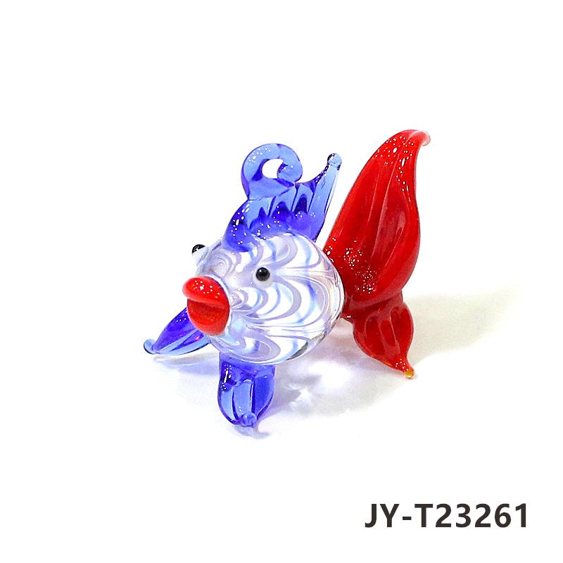 2PCS Custom Cute Goldfish Mini Figurines Glass Pendant Aquarium Decoration Supplies Colorful Tropical Fish Tiny Statue Ornaments