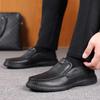 Men Casual Leather Shoes Fashionable Men Hollow Breathable Slip on Soft Leather Thick Soled Casual Leather Shoes 2025
