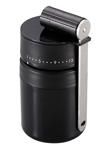 Captain Stag UW-3540 Portable Coffee Mill with 13 Adjustable Grinding Levels, Black, and Storage Case