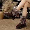 2025 Independent Station Foreign Trade New Round Head Suede Casual Women's Leather Boots Sleeve Fringed Boots Thick High School Heel Women's Shoes