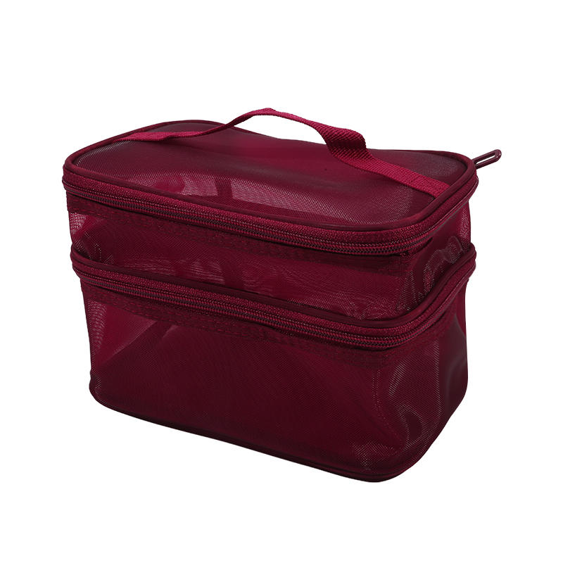 Women Clear Mesh Cosmetic Bag Dual Layer Travel Toiletry Bags Make Up Organizer Waterproof Brushes Holder Pouch