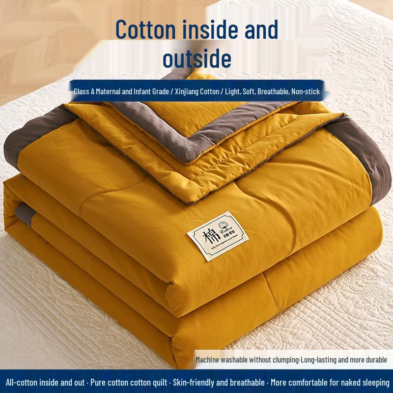 Tvättat täcke i ren bomull - Mjukt, lättviktigt, andningsbart, perfekt för sommaren, finns i enkel- och dubbelstorlek.