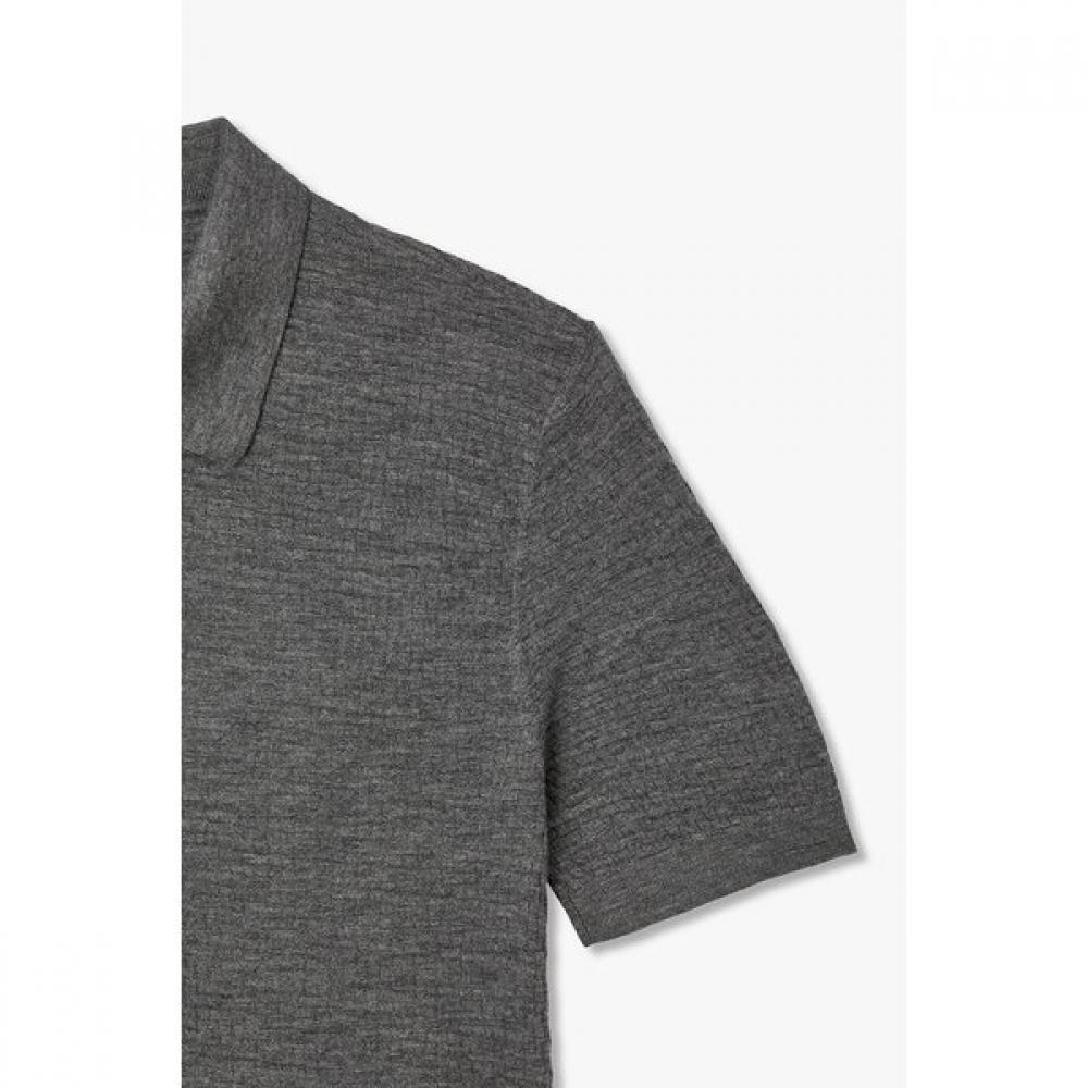Emporio Armani Men Woven Pattern Open Collar Wool Pullover A516128001