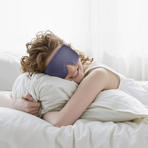 Breathable 3D Eye Mask for Sleeping, 99% Light Blocking, Adjustable Size, Washable, Portable, Unisex, for Air Travel (Blue Ash)