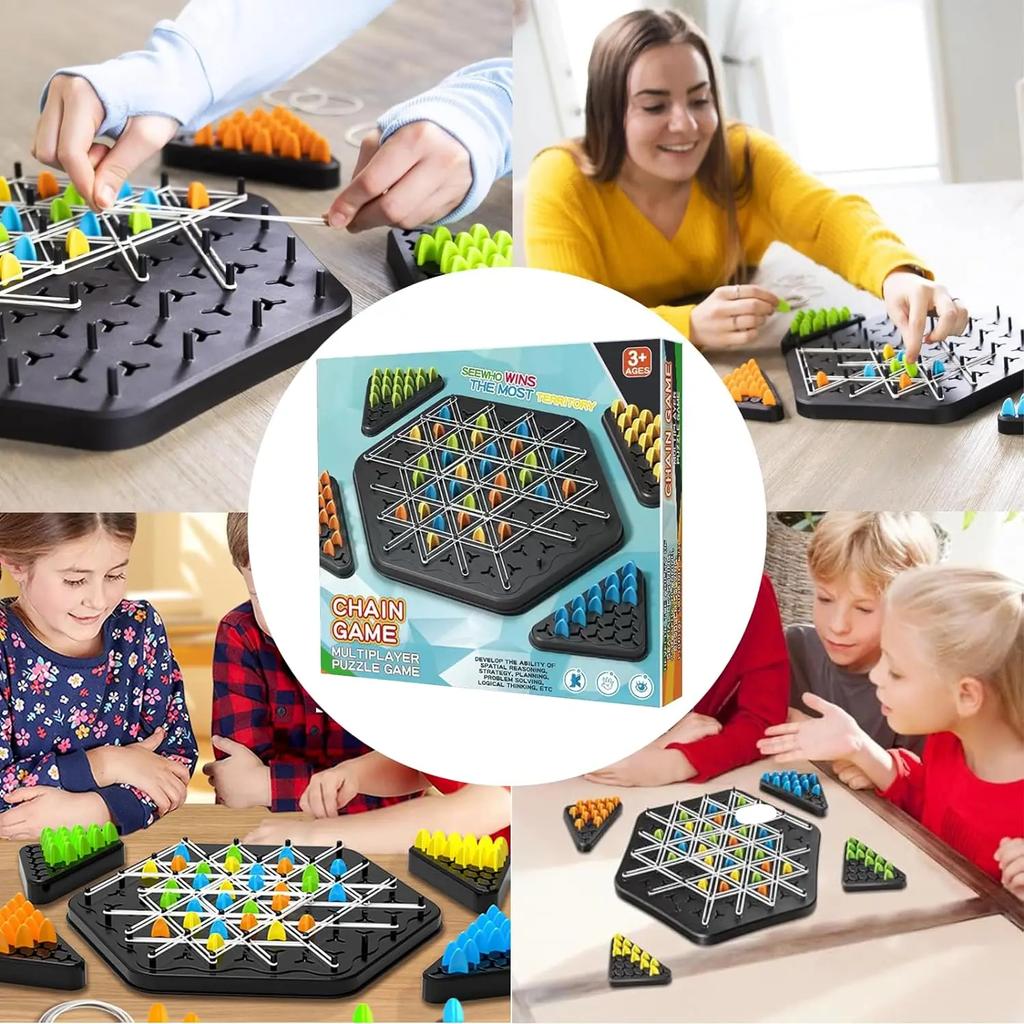 Connecting Corners Triggle Chess Game Triggle Rubber Band Game Toy For Kid Interactive Board Game Battle Set For Family Party