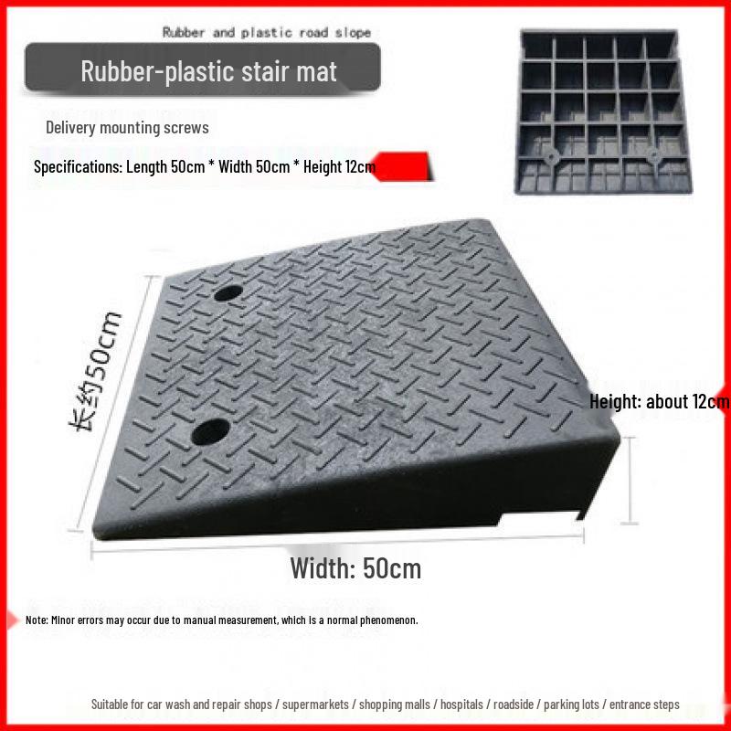 Rubber-Plastic Car Ramp: Slope Mat, Curb Edge, Uphill Climb, Triangle Speed Bump