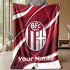 Custom Text Flannel Throw Blanket, Lightweight Cozy Bed Sofa BlanketBologna FC