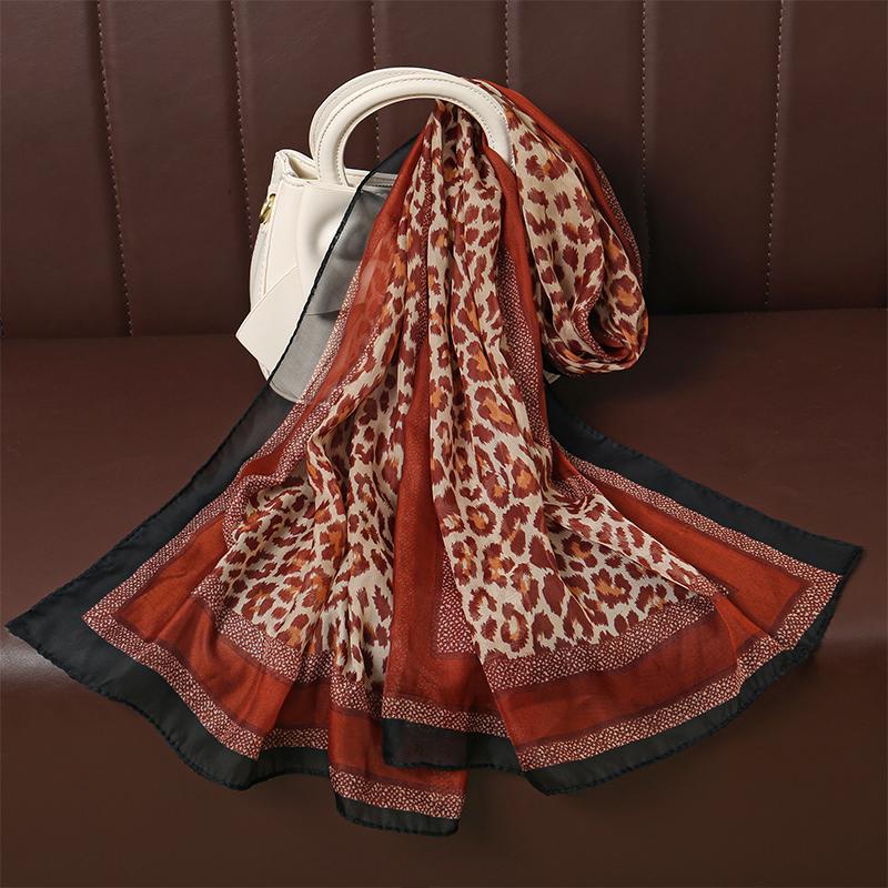 50X160cm Echarpe Fine En Mousseline De Soie Imprimee Leopard Pour Femmes Musulmanes, Chales Hijab, Enveloppes Respirantes