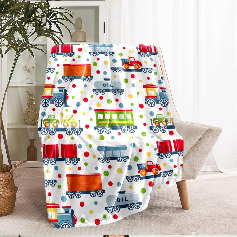 Cute cars Theme Printed Blanket - Perfect for Couch, Bed, Travel & Outdoor Use | Machine Washable, Cozy & Durable.