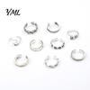 Beach Foot Jewelry 9Pcs/Set Vintage Toe Ring for Women, Adjustable Open Band Dainty Ring, Golden Silver Plated Summer Vacation Style