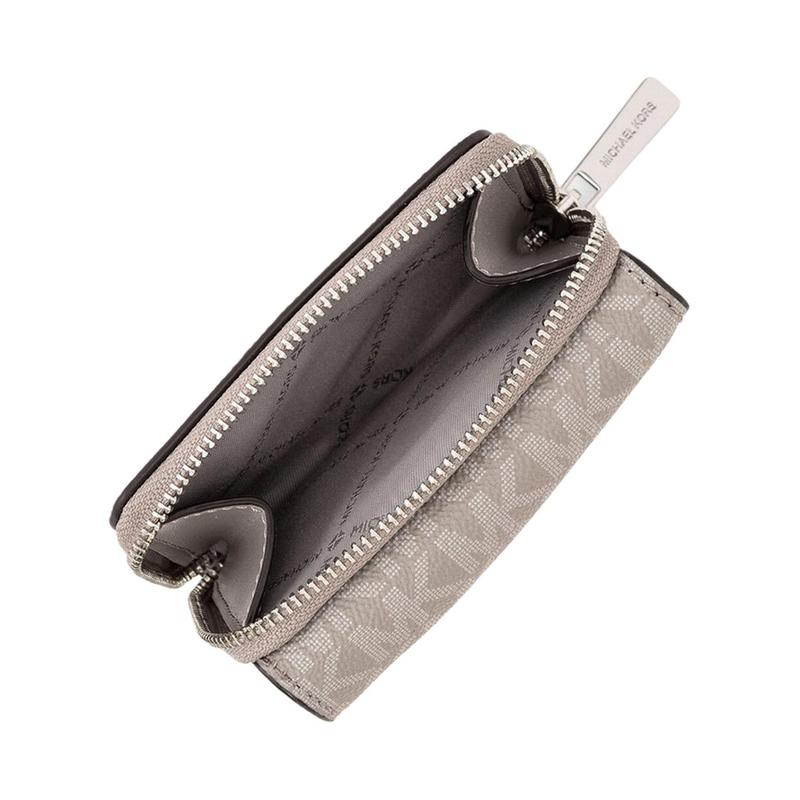 Michael Kors Jet Set Travel Monogram Coated Canvas Wallet Small Women's Pearl Gray