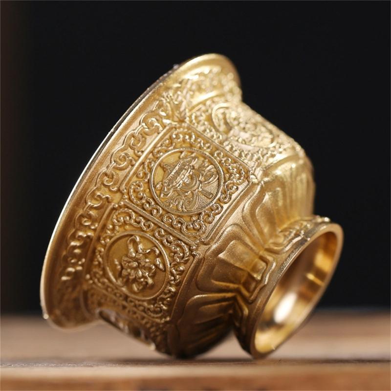 Cultural Tibetan Eight Auspicious Symbols Offering Cup Holy Water Bowl for Devotional Use Spiritual Home Decoration