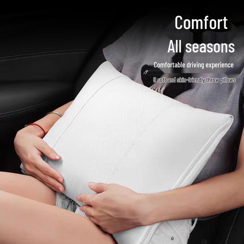 Multi-Functional Nappa Leather Lumbar Support Cushion & Air Conditioning Blanket for BMW, Mercedes-Benz, and Land Rover