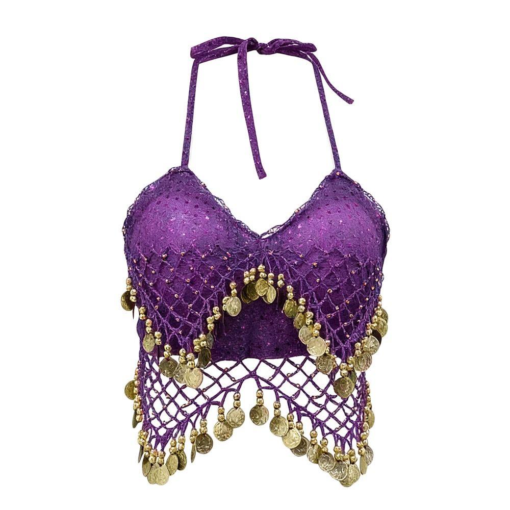 Tassel Latin Dance Top Shiny Stage Performance Top Charming Belly Dance Bra  Festivals