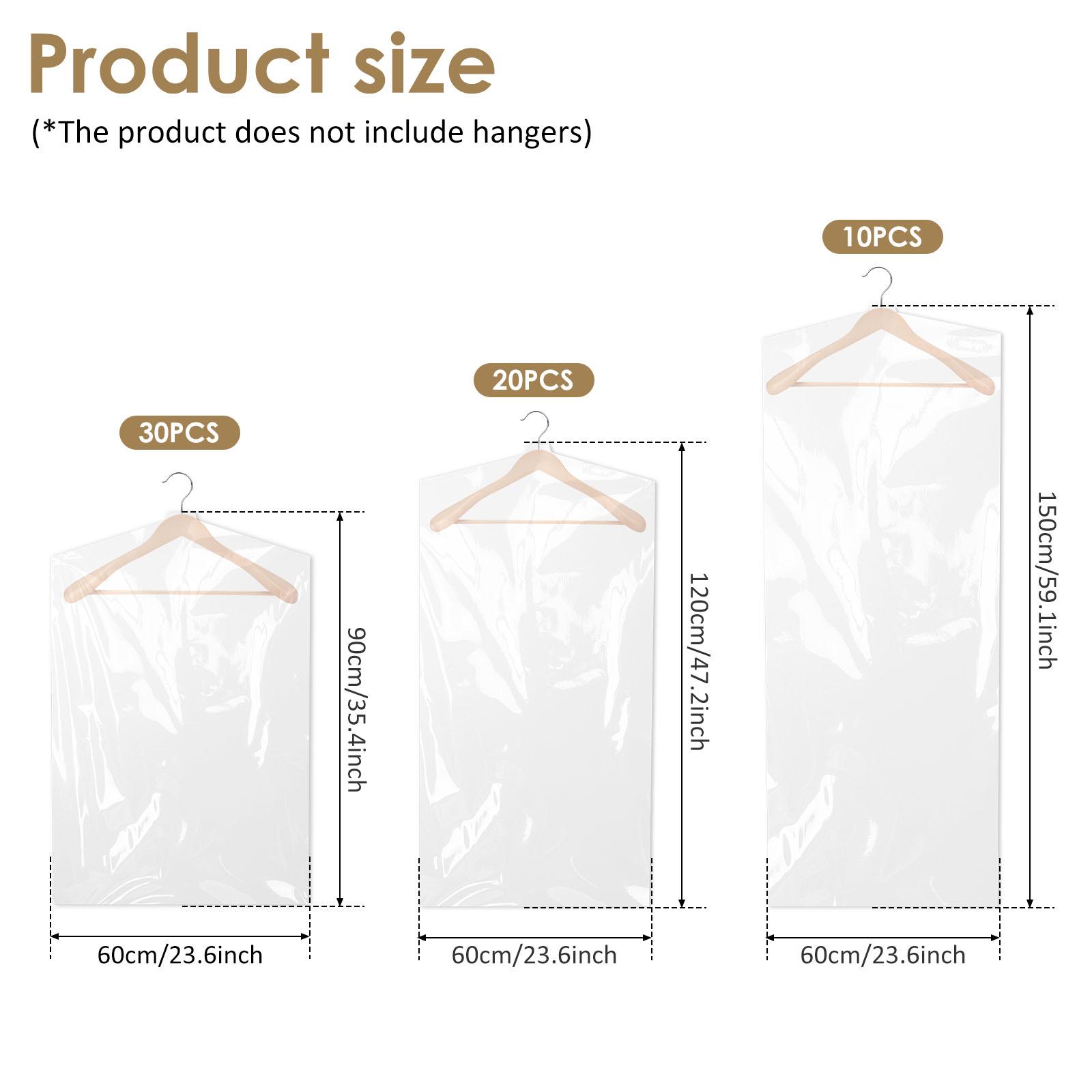 

10-60 шт. Чехлы для одежды от пыли Длина 90-150 см Прозрачные пластиковые мешки для одежды Одноразовые пылезащитные сумки для хранения в шкафу для дома и магазина Transparent