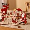 Solid Wood Santa Claus Figures Nordic Christmas Ornaments, Reindeer Snowman Figurine, Retro Ornaments Rustic Desktop Decoration for Holiday