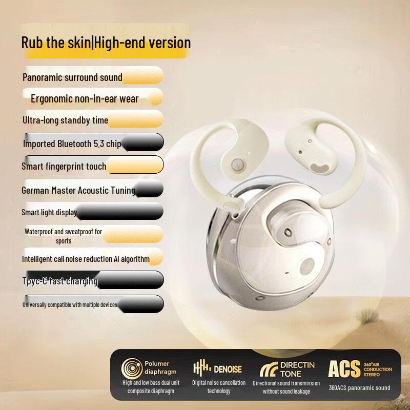 X28 Bone Conduction Clip-on Noise Cancelling Bluetooth Earbuds with Long Battery Life