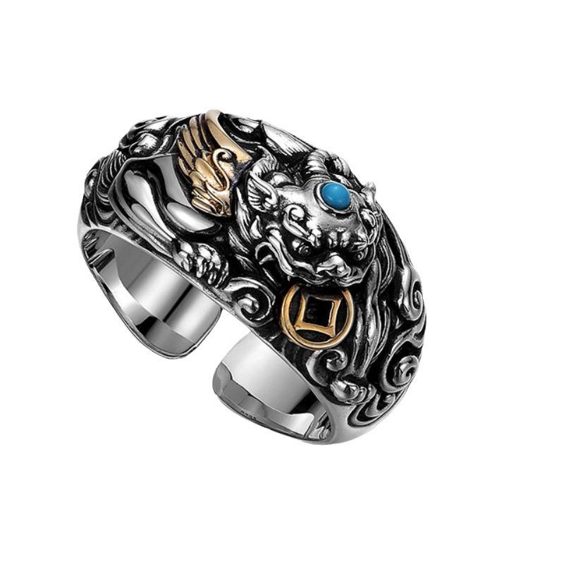 Chinese Traditional Style Men's Retro Adjustable Ring