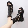 Trendige schwarze Martin-Stiefel 2025 neue Sommer-Freizeit-Damen-Kurzstiefel Sandalen Römische hohle coole Stiefel Plateaustiefel