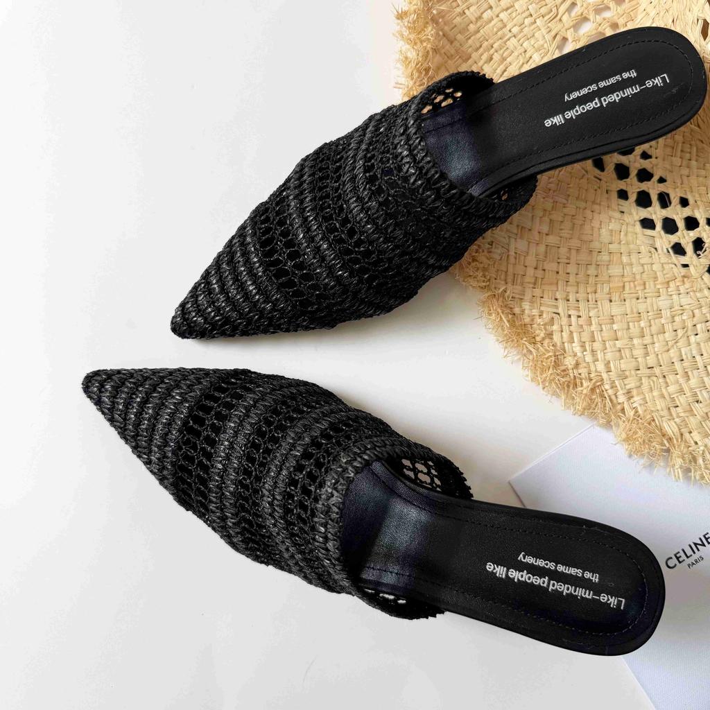 Fashion Women's Mueller Slippers Pointed Toe Slingback Stiletto Heels Sandals 2025 Summer New Heeled Shoes for Woman Slides Women